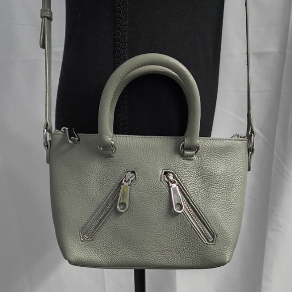 Like New Rebecca Minkoff Gray Leather Moto Crossbody Satchel - Picture 6 of 9